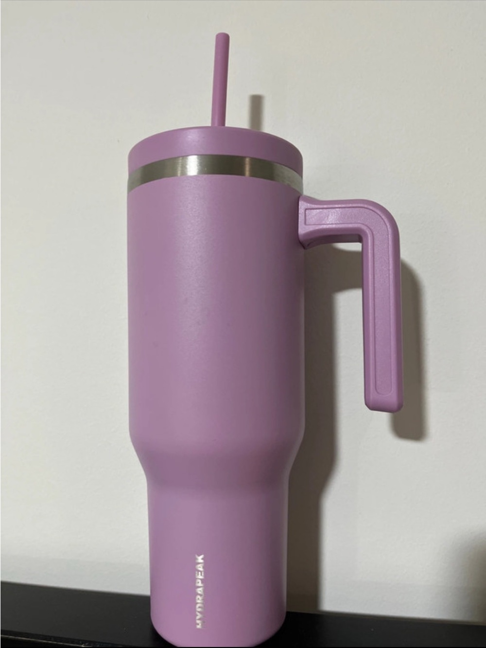KWVDRAPPEAK Lavender Insulated Tumbler with Handle and Straw has small a dent